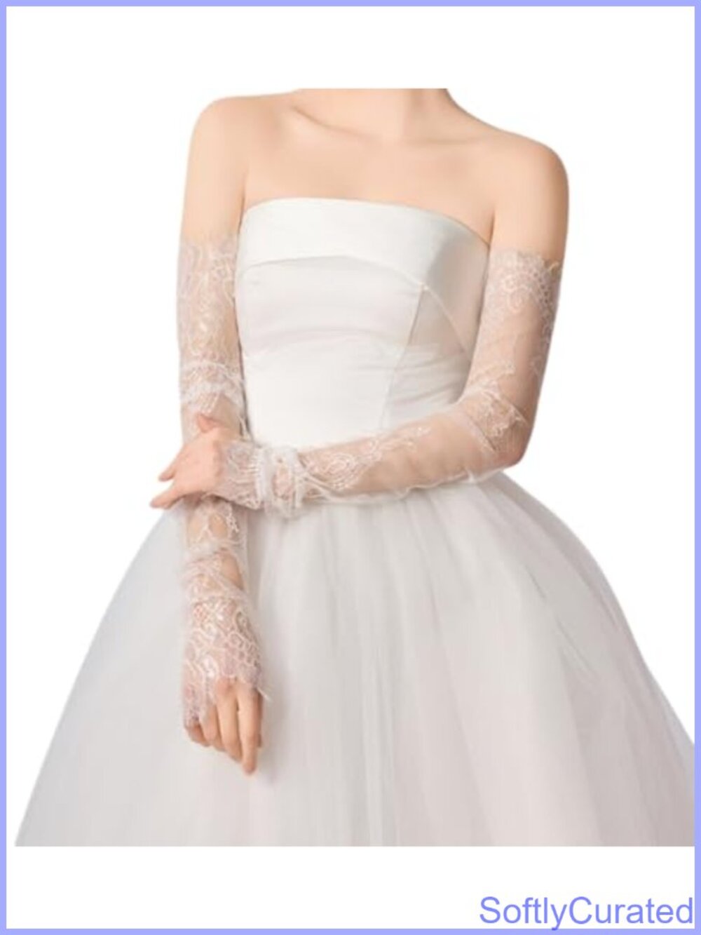 Fingerless Lace Bridal Gloves Sheer Tulle Arm Sleeves Wedding